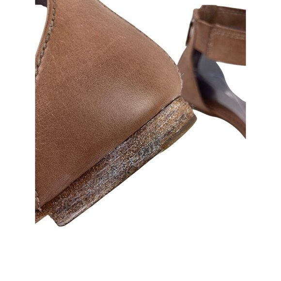 *Frye Carson Sandals Womens Sz 7 Ankle Strap Brown Leather Designer Summer Flat - Picture 11 of 14